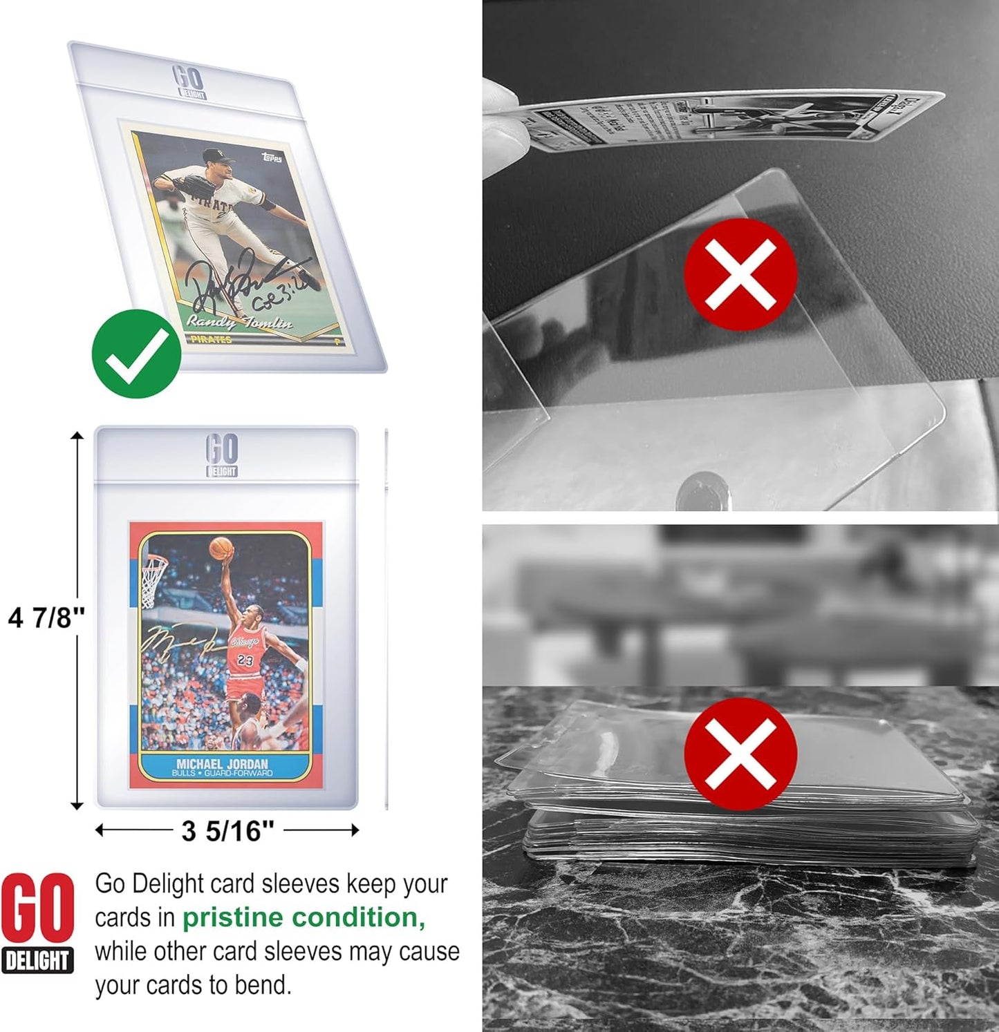 PSA Semi Rigid Card Holders - 100 Bundle for Grading Baseball & Trading Cards | 50 Holders + 50 Soft Sleeves - 3-5/16” x 4-7/8”