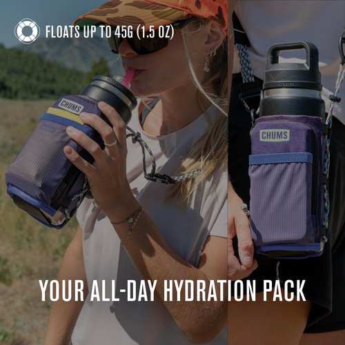 Chums Rover Bottle Sling – Water Bottle Carrier Bag with Strap - Fits Most Drink Containers, Sling Bag for Men & Women, Crossbody Water Bottle Holder for Hiking, Travel, & Outdoor Adventures (Black)