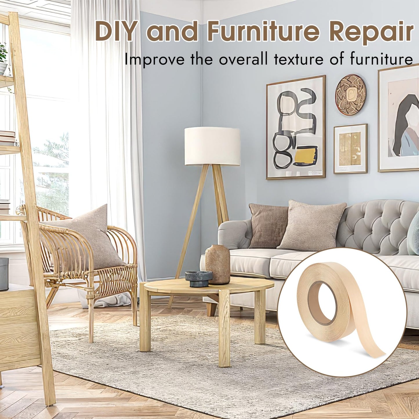 BEVTEE Birch Edge Banding, 7/8 Inch x 50 ft Wood Veneer Roll Pre-glued, Flexible Birch Iron-on Veneer Edge Band for Plywood & Furniture Edging, Natural Wood Color for DIY & Professional Projects