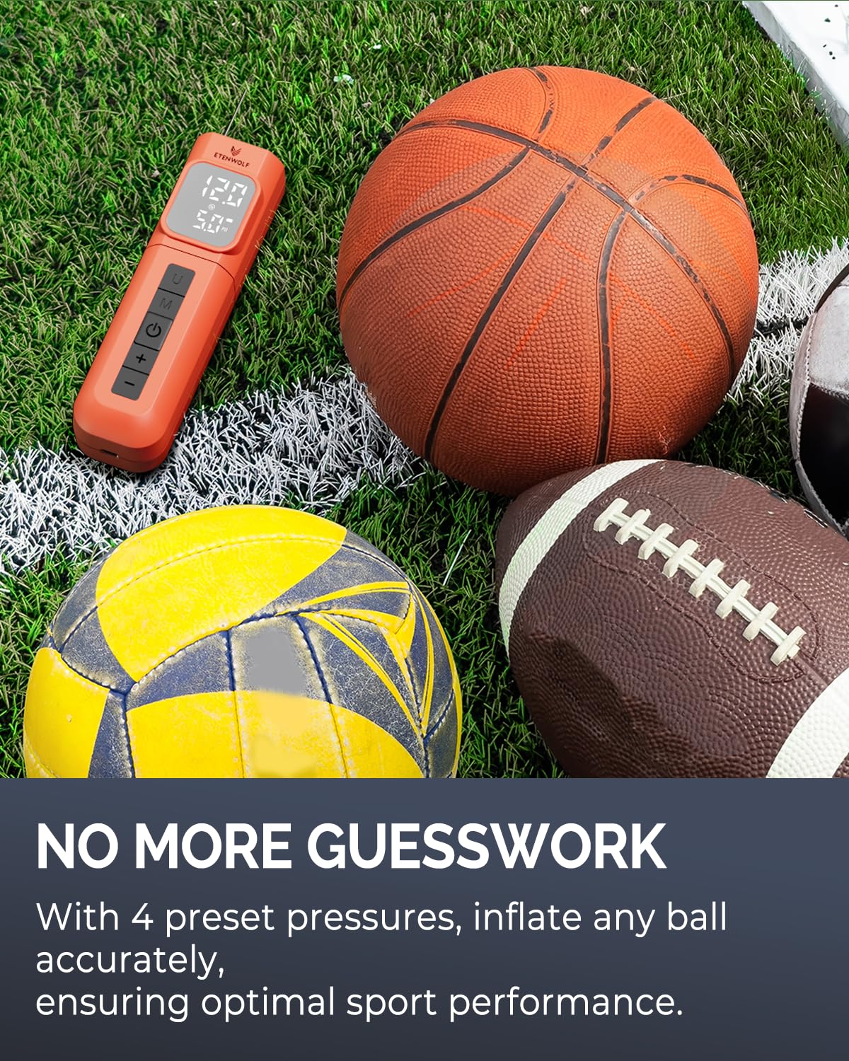 ETENWOLF P200 Electric Ball Pump 2000mAh Air Pump for Sports Balls