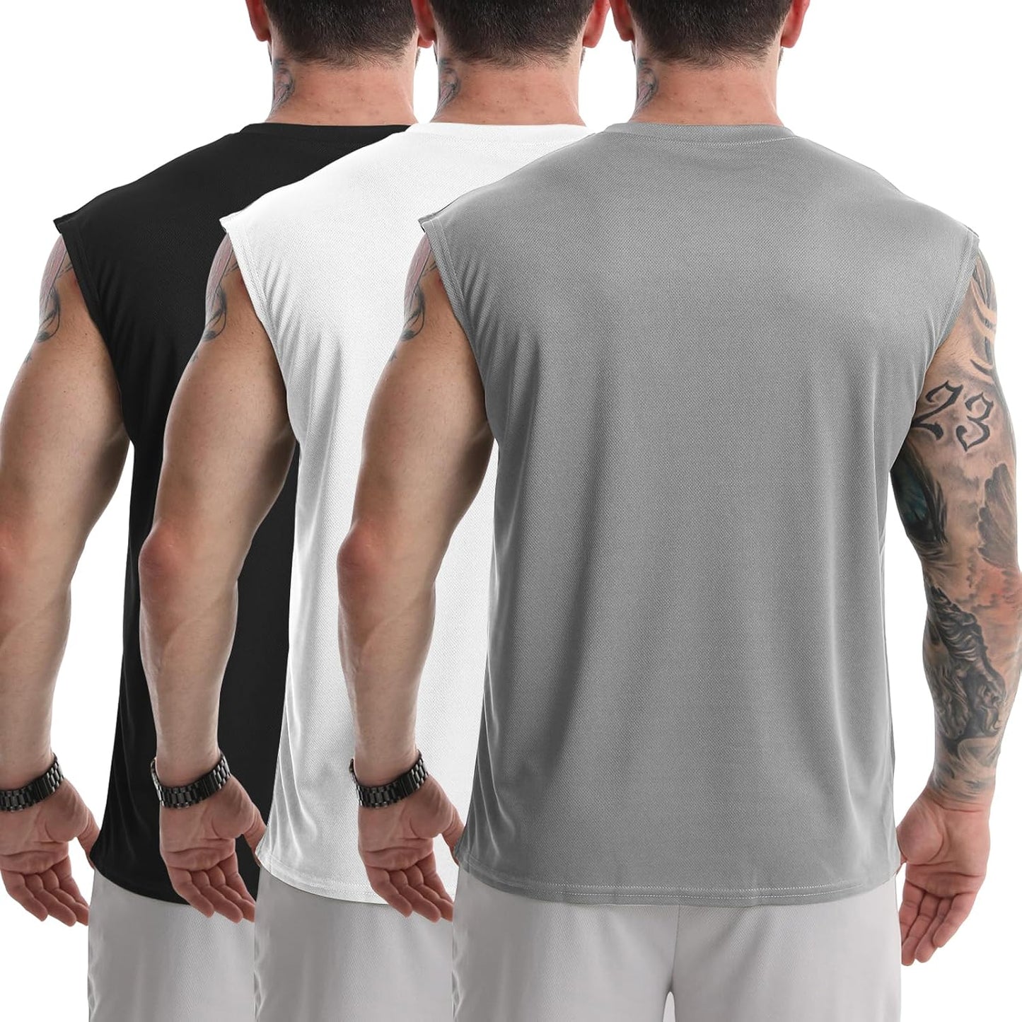 Skiennix Men's Tank Tops - 3 Pack Sleeveless Quick-Dry Athletic Shirts for Gym & Beach Fitness