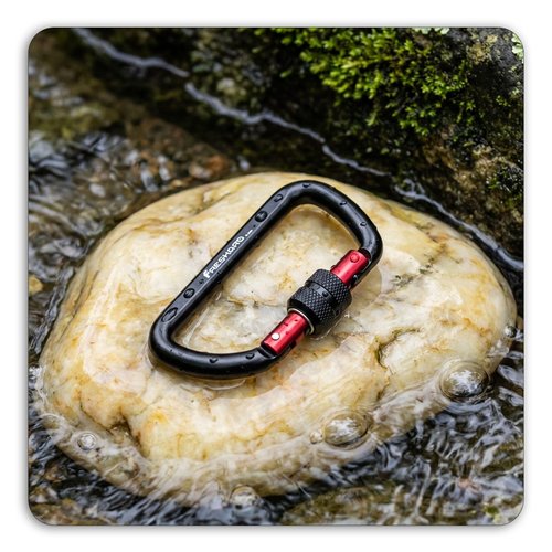 FresKaro Carabiner Clip, Locking and Small, Heavy Duty Carbineers, Key and Keychain Clips, Black Karabiner 3inch, Aluminum, D-Ring, for Belt, Hammock, Weight Bearing, Hiking, Dog Crate, 3Pack