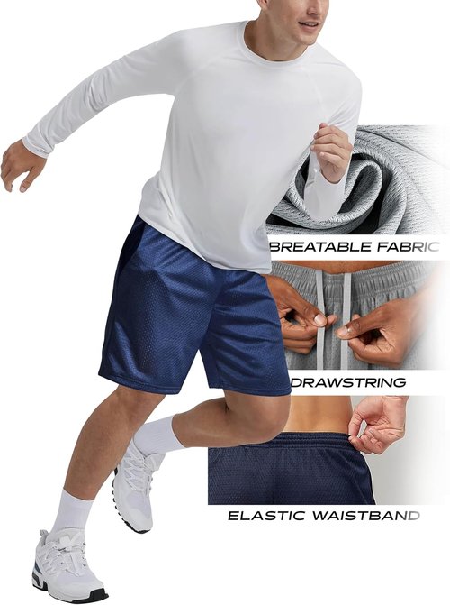 Ma Croix Men's Basic Mesh Shorts - Comfortable Basketball & Gym Workout Shorts with Pockets