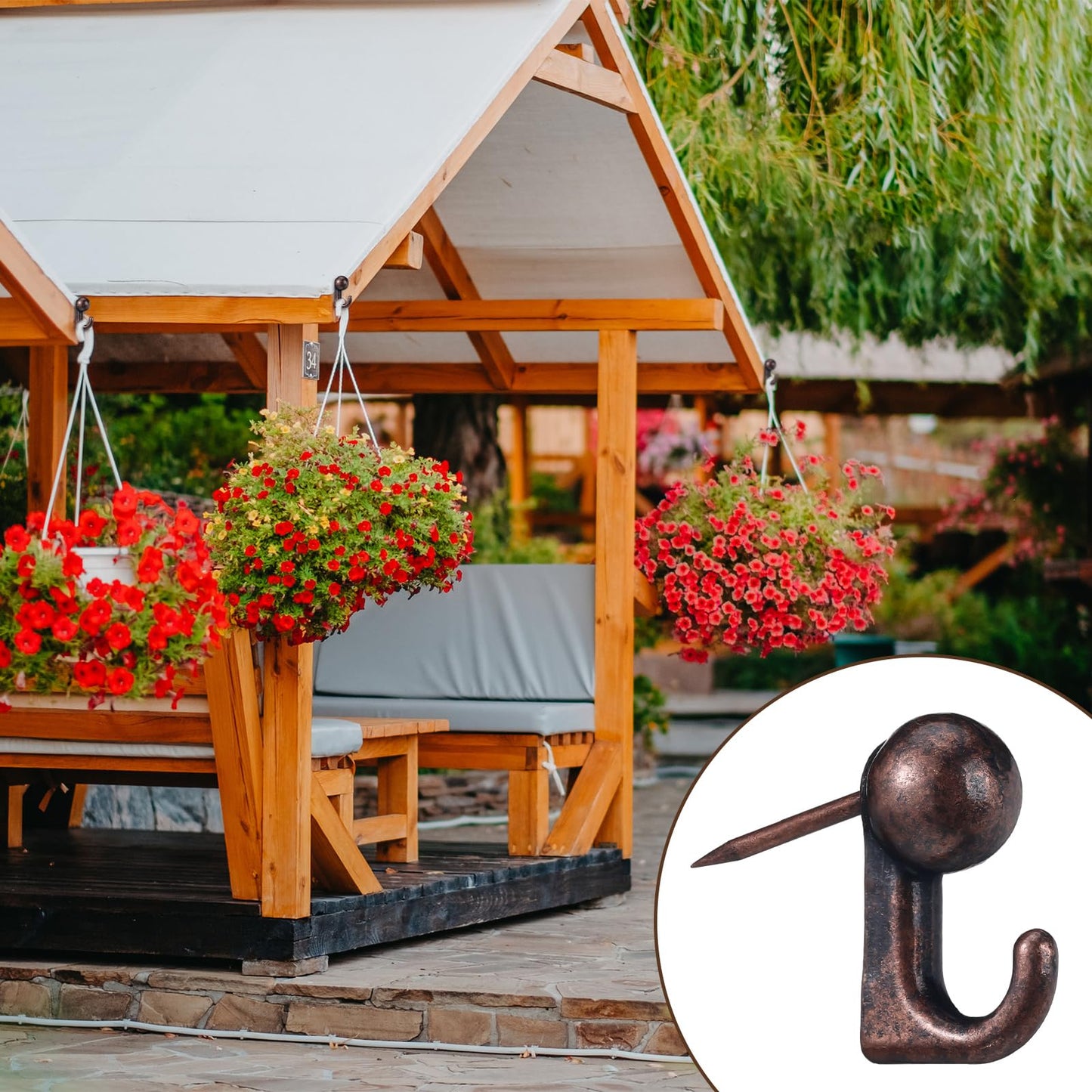 Jetec 30 Pieces Metal Push Pin Hangers Pin Wall Hooks Picture Hanging Picture Nails Frame Oil Painting Hooks on Wooden or Fabric Wall for Home or Office (Bronze)