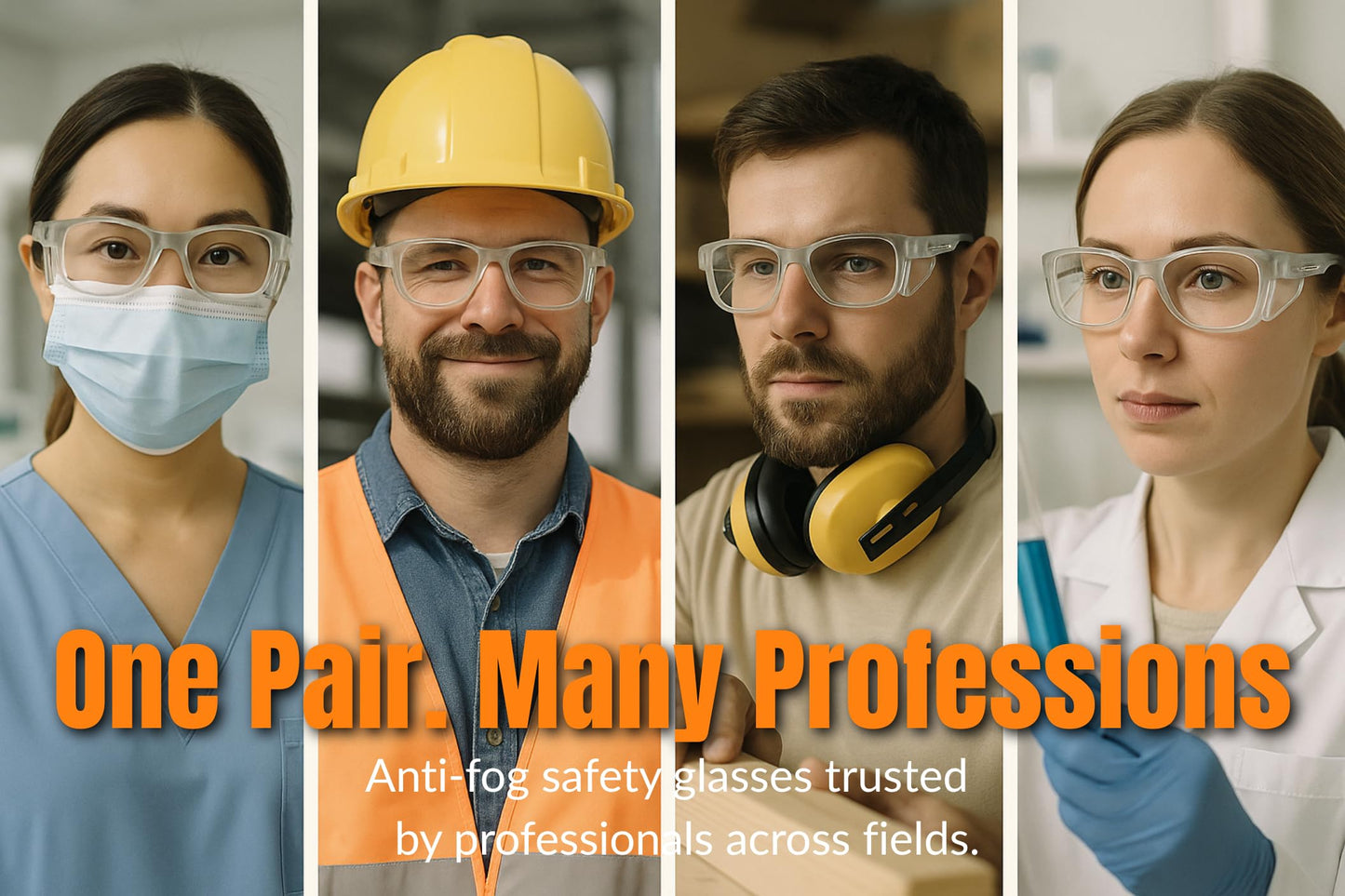 KOZIFACE E52C Anti-Fog Safety Glasses – Z87+ Certified Protective Eyewear with Side Shields, Scratch-Resistant Clear Lens, Comfortable for Men & Women, Indoor & Outdoor Use