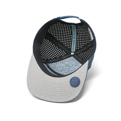 melin Trenches Icon Hydro, Steel Blue, Men's Performance Snapback Hats, Water-Resistant Fitted Flat Bill Baseball Caps for Men & Women, Golf, Running, or Workout Hat, Medium-Large