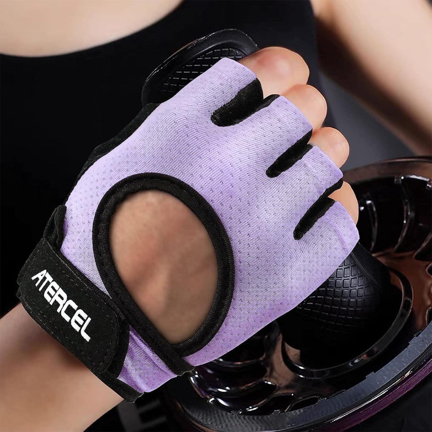 ATERCEL Weight Lifting Gloves Full Palm Protection, Workout Gloves for Gym, Cycling, Exercise, Breathable, Super Lightweight for Men and Women(Violet, L)