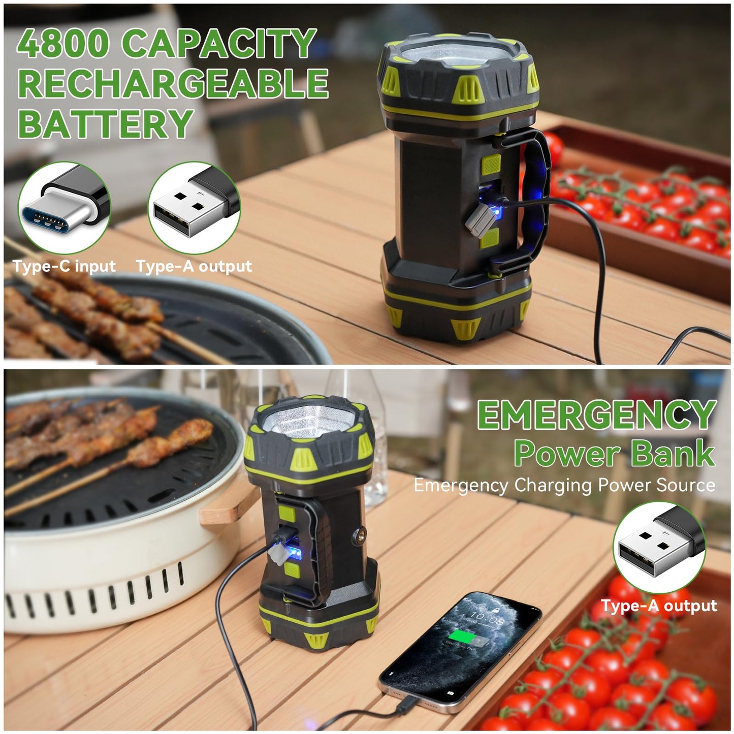AlpsWolf 2 Pack Camping Lantern Rechargeable, LED Camping Flashlight, 4800 Capacity, 8 Modes Portable Camping Light for Emergency, Hurricane,Hiking, Power Outages, Camping Essentials