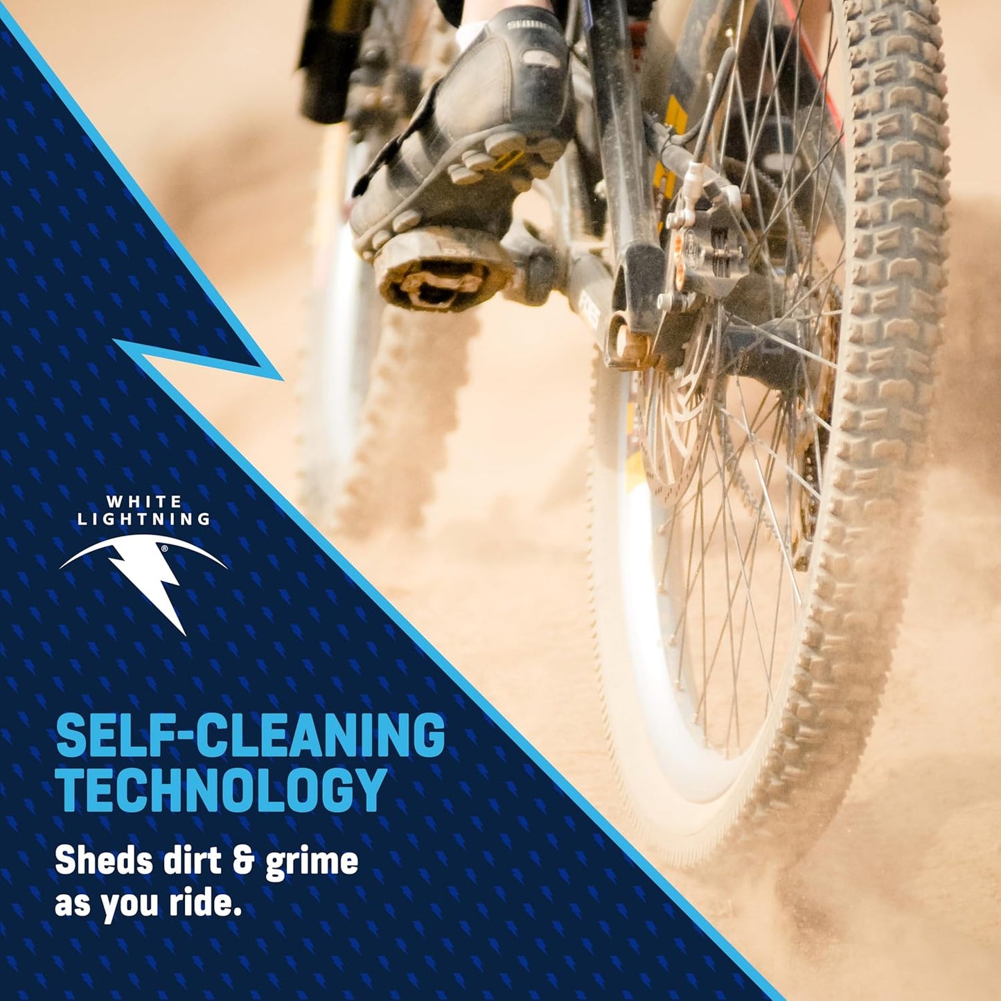 White Lightning Clean Ride Bicycle Chain Lubricant - 100% Oil-Free Self-Cleaning Formula, 4 oz