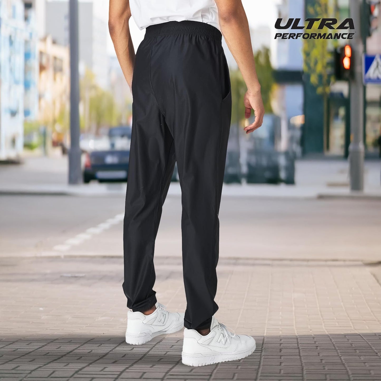 Ultra Performance Men's Jogger Pants - Stretch Nylon Athletic Workout Pants with Pockets