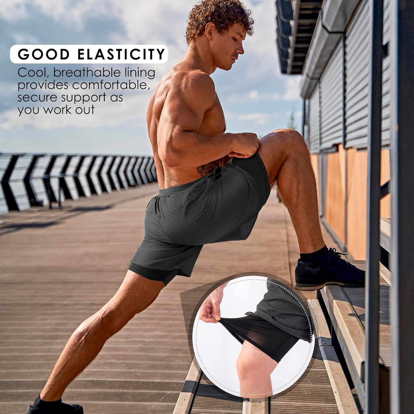 NIMOJIRO Men's 2-in-1 Running Shorts - Lightweight Athletic Gym Wear for Outdoor Training