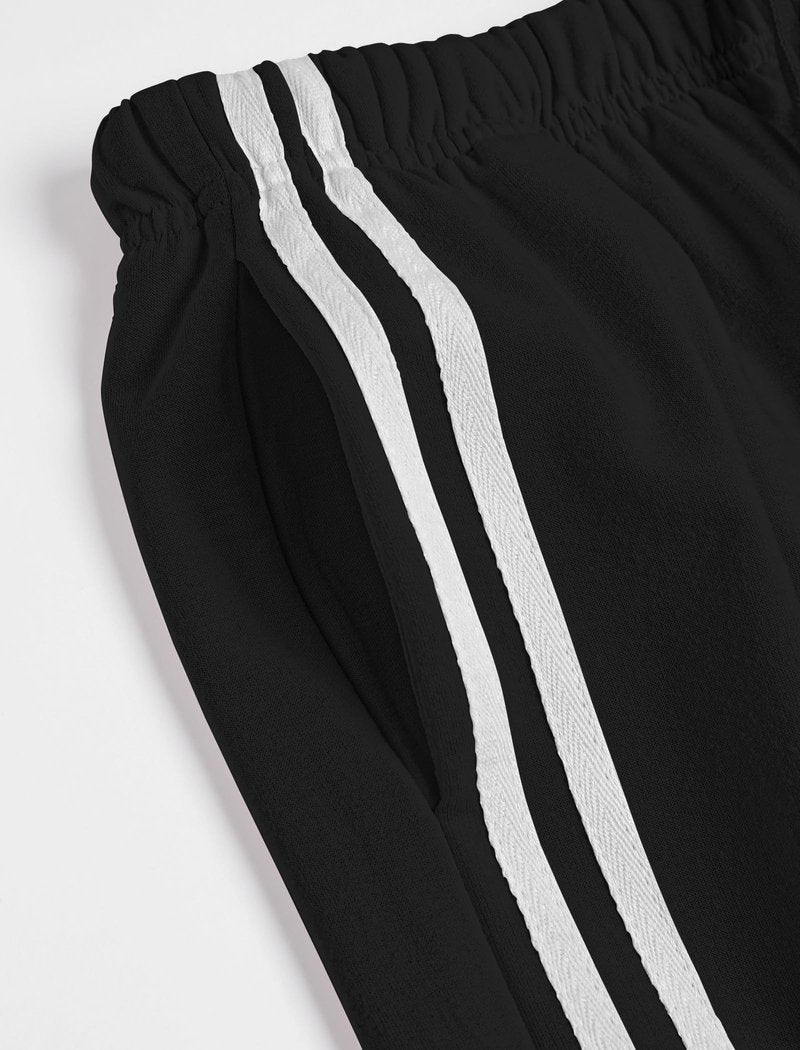 ZAFUL Women's Casual Sweatpants Drawstring Color Block Side Striped Straight Leg Athletic Track Pants with Pockets (1-Black, M)