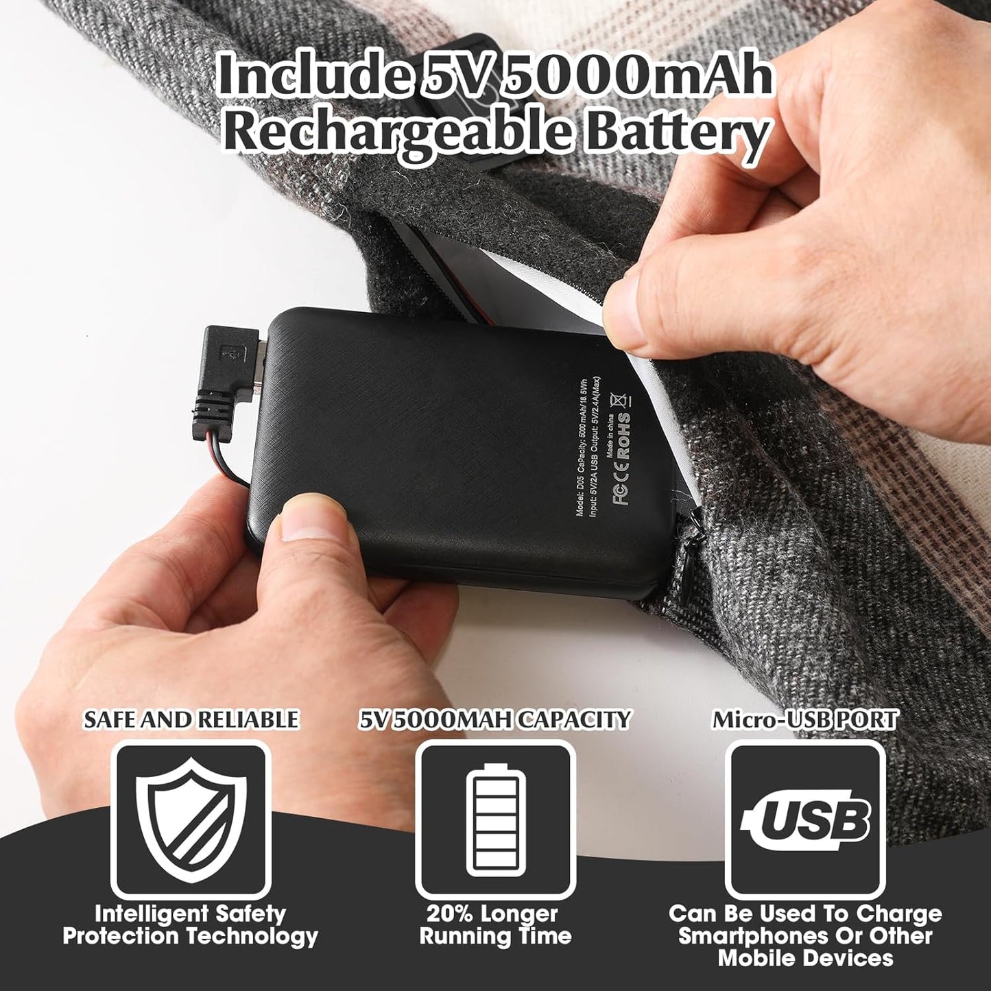 Skiennix Heated Scarf - Rechargeable Neck Warmer for Women & Men | Intelligent Electric Heating, Winter Essential