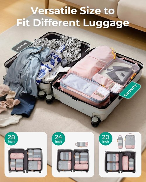 BAGSMART Compression Packing Cubes - Lightweight Travel Organizer Set | Durable Space Saver Bags