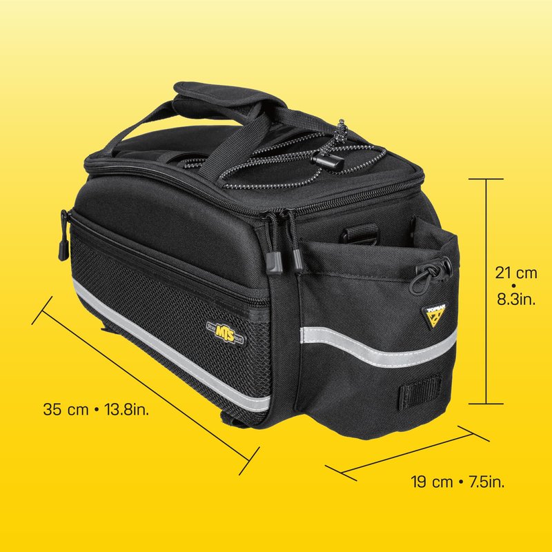Topeak MTS TrunkBag EX Rear Bicycle Bag, Strap Mount – 2024 Model – 8L Semi-Rigid Weather-Resistant Rack Bag with Dual Molded Panels, Shoulder Strap & 3M Reflective Safety Strip