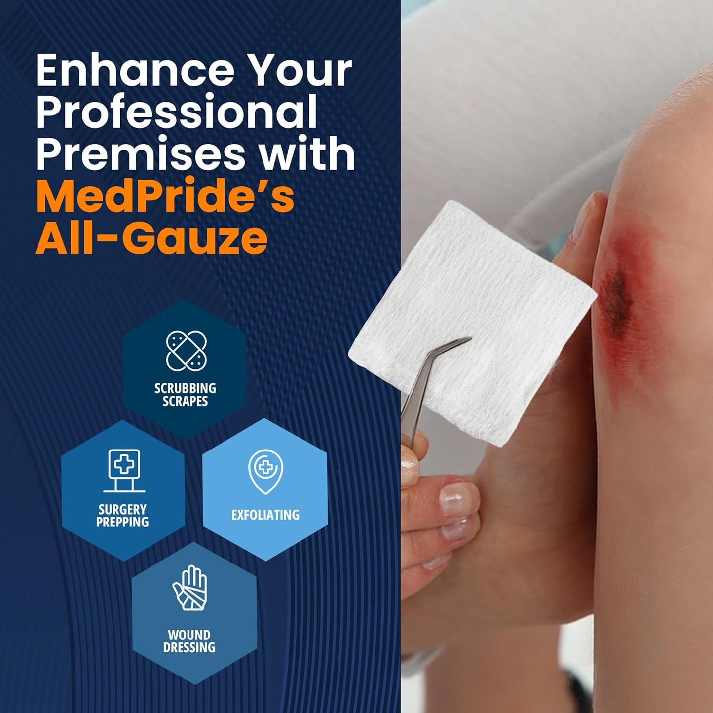 Med Pride 4”x 4” Surgical Gauze Sponges - 200 Pack, Extra Absorbent & Non-Sterile | Ideal for Wound Care & First Aid