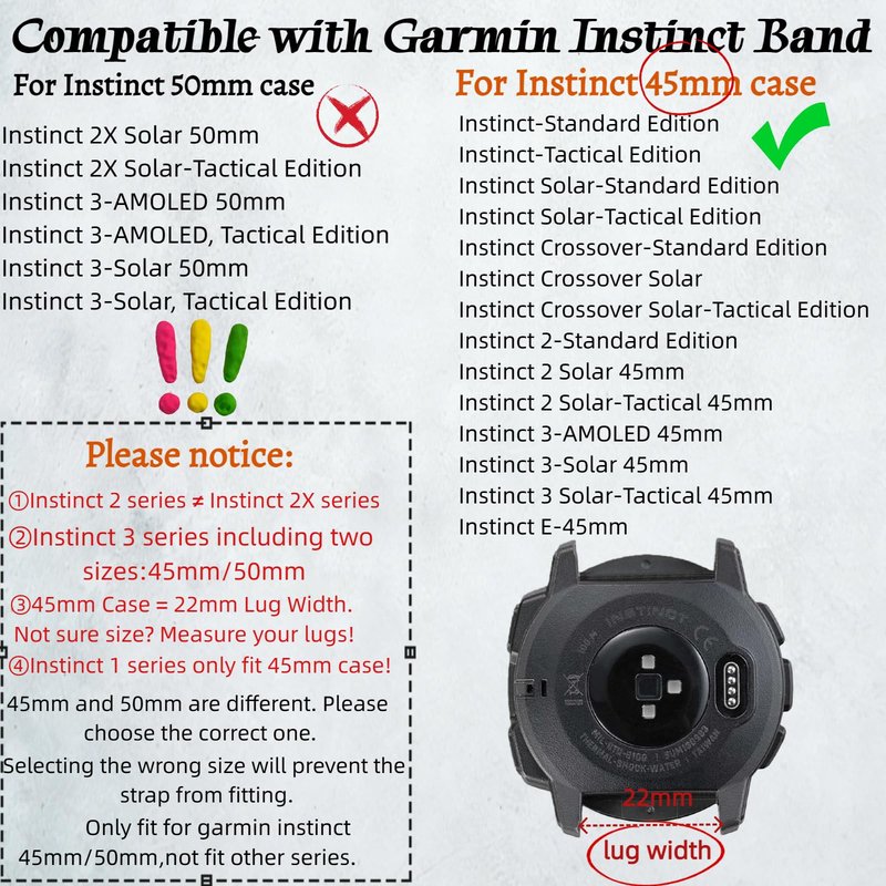 Double Loop Buckle Nylon Strap Compatible with Garmin Instinct 2/2X/3/E Series 45mm/50mm cases – Adjustable Breathable Wristband Fit for Garmin Instinct Standard/Solar/Tactical/Tide/Esports