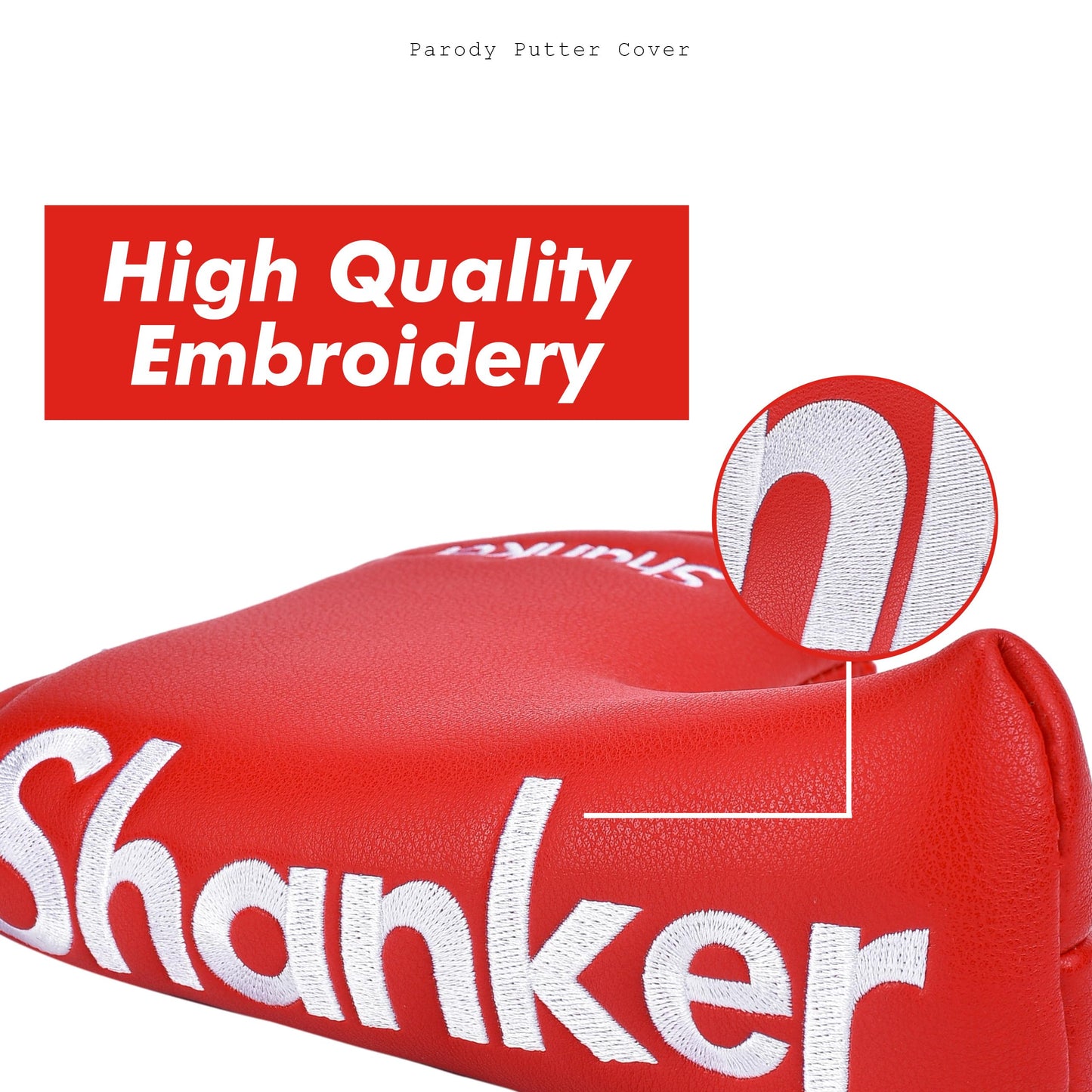 Shanker Golf Putter Cover - Funny Blade Red Putter Cover - Tour Grade PU Leather Headcover - Funny Headcover for Golf Clubs - Perfect Joke Gift for Golfer