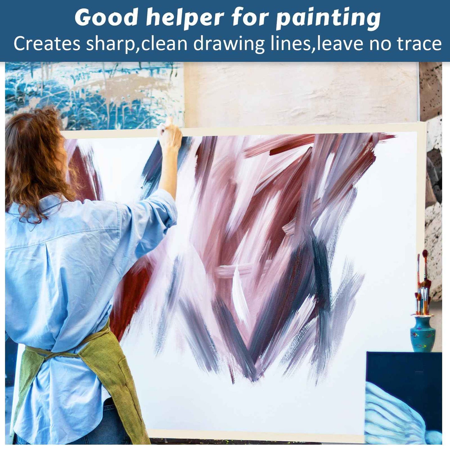 Fainne Masking Tape Bulk General Purpose Masking Painting Tape 55 Yards for Painting Home Office School Stationery Arts Crafts Basic Use, Easy Removal(60 Rolls,1 Inch)