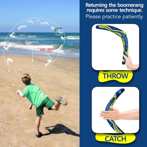 Boomerang | Fun & Easy to Throw Boomerangs for Kids & Adults - Soft Catch Design - Perfect Summer Outdoor Toy