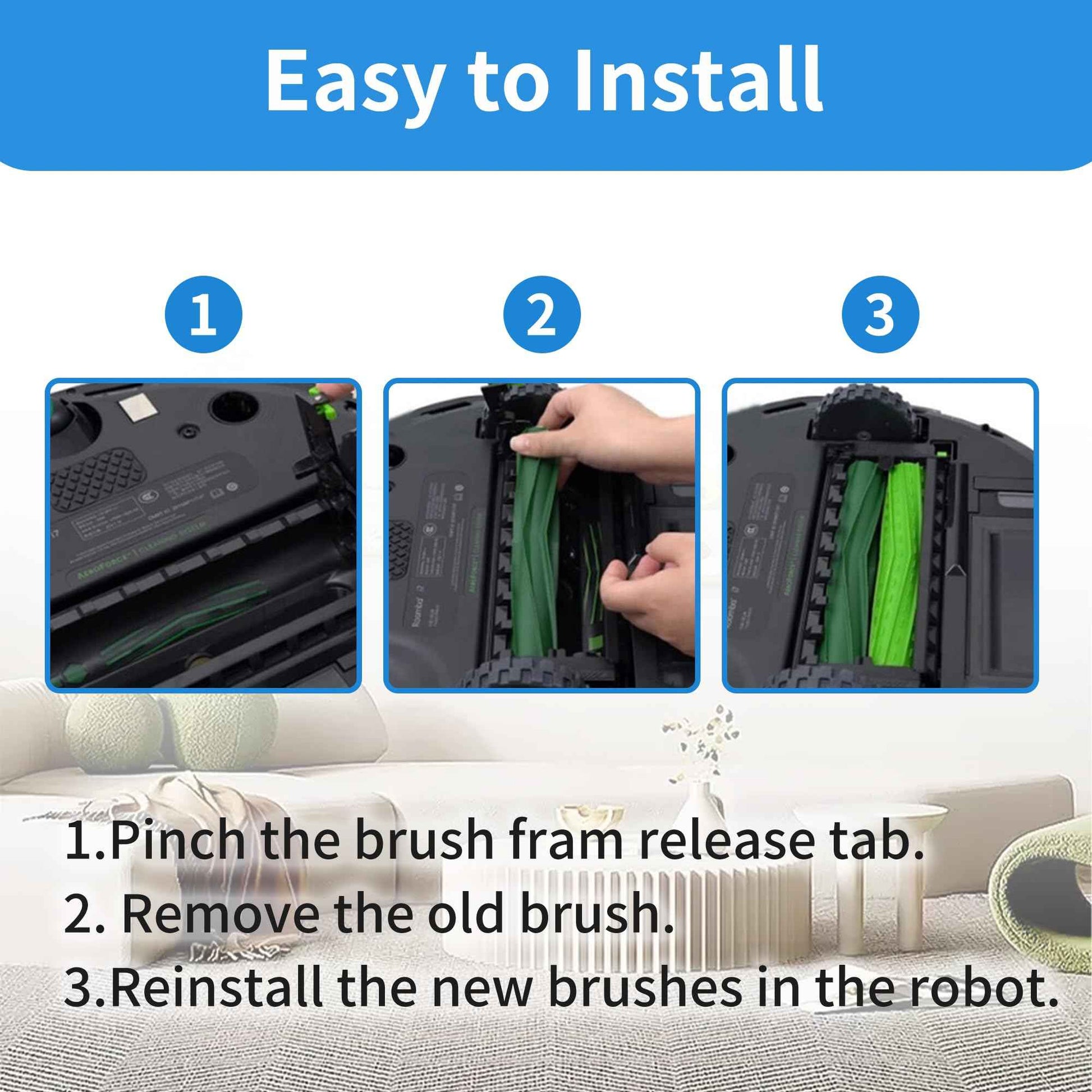 YOKYON 5 Sets of Replacement Roller Brushes/Debris Extractor Compatible for iRobot Roomba i&e&j Series E5 E6 i1 i1+ i7 i7+ i6 i6+ i3 i3+ i4 i4+ i8 i8 J5 J5+ j7 j7+ J9 J9+ Combo Robotics