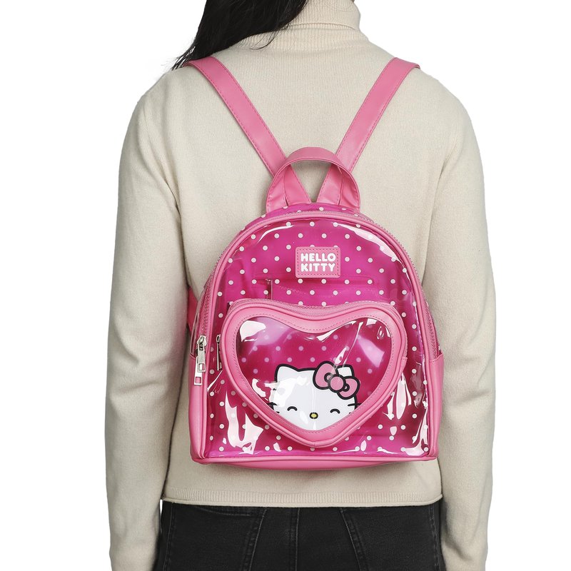 Bioworld Hello Kitty Heart 10" Pink Polka Dot Women's Mini Backpack