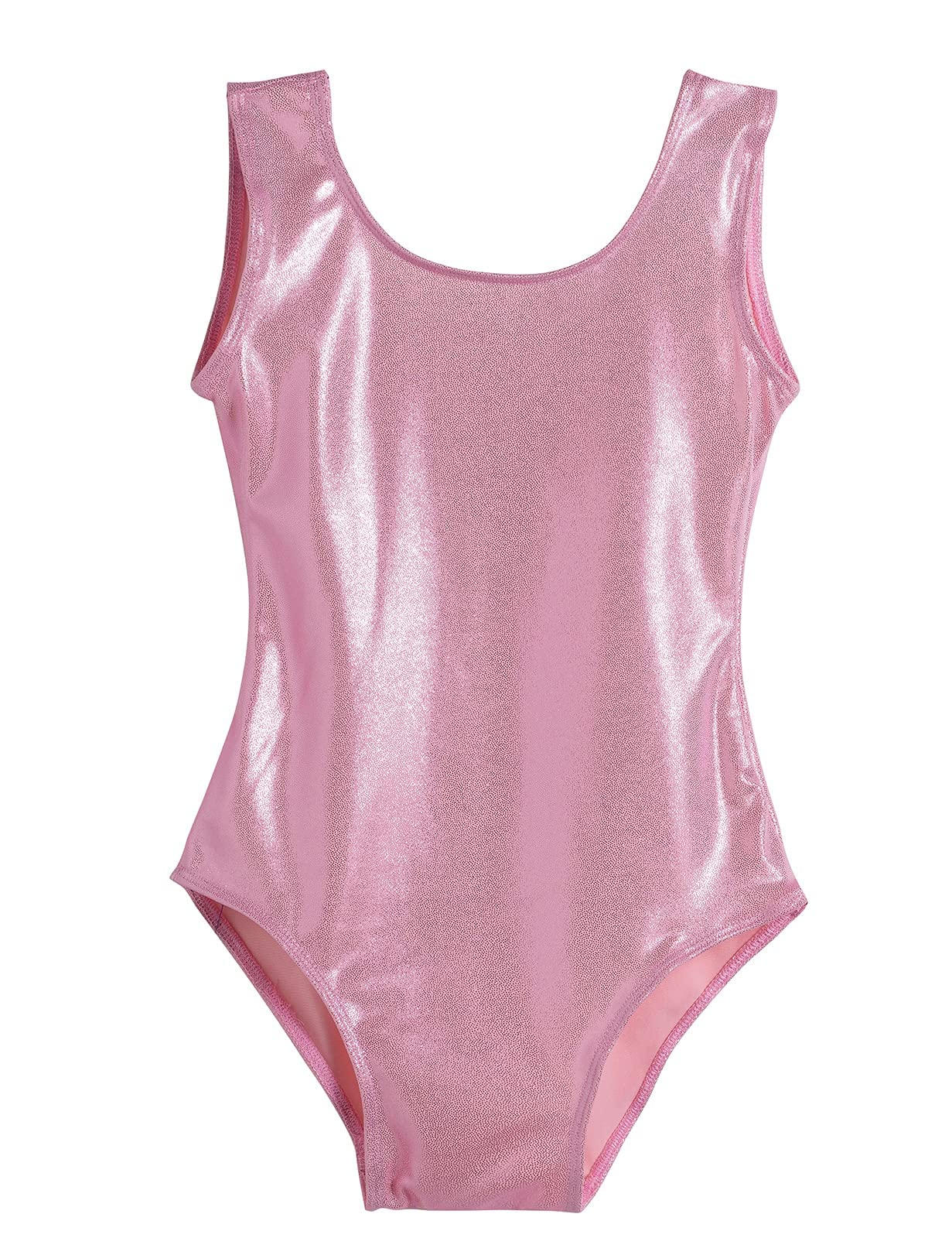 Domusgo Gymnastics Leotards for Girls 6-7 Years Old Pink Sparkly One Piece Tumbling Outfits