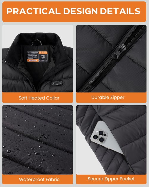 Evonicc Heated Vest for Women, Warming Women's Heated Vest with 7.4V 16000mAh Battery Pack, Electric Heating Vests for Cycling Skiing