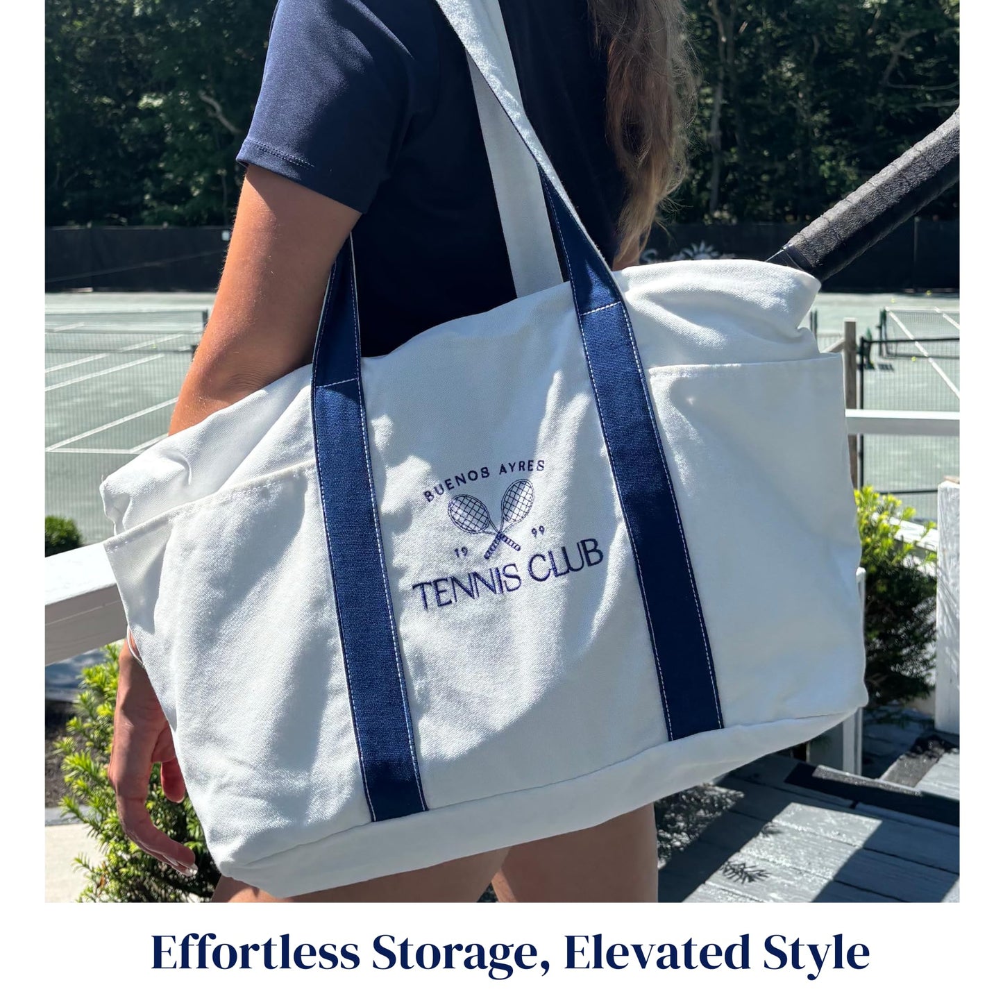 AYRES OUTDOOR Tennis Tote Bag for Women – Large Racket Bag with Pockets, Carry-On Travel Sleeve & Cosmetic Pouch – Perfect for Court, Gym & Travel (W&Blue)