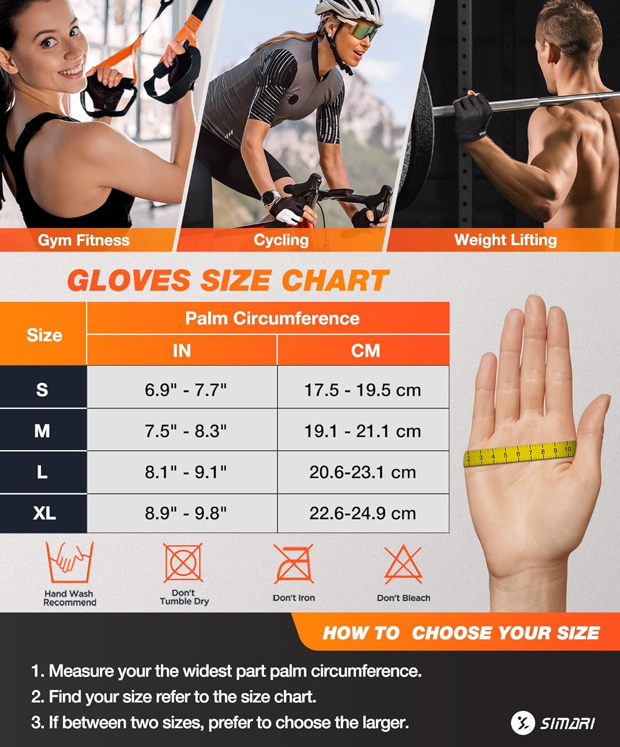 SIMARI Cycling Gloves - Breathable Gel Pads for Men & Women | Comfortable Grip for Gym & Biking - Black, Pink, Cyan, White, Sizes XS-XL