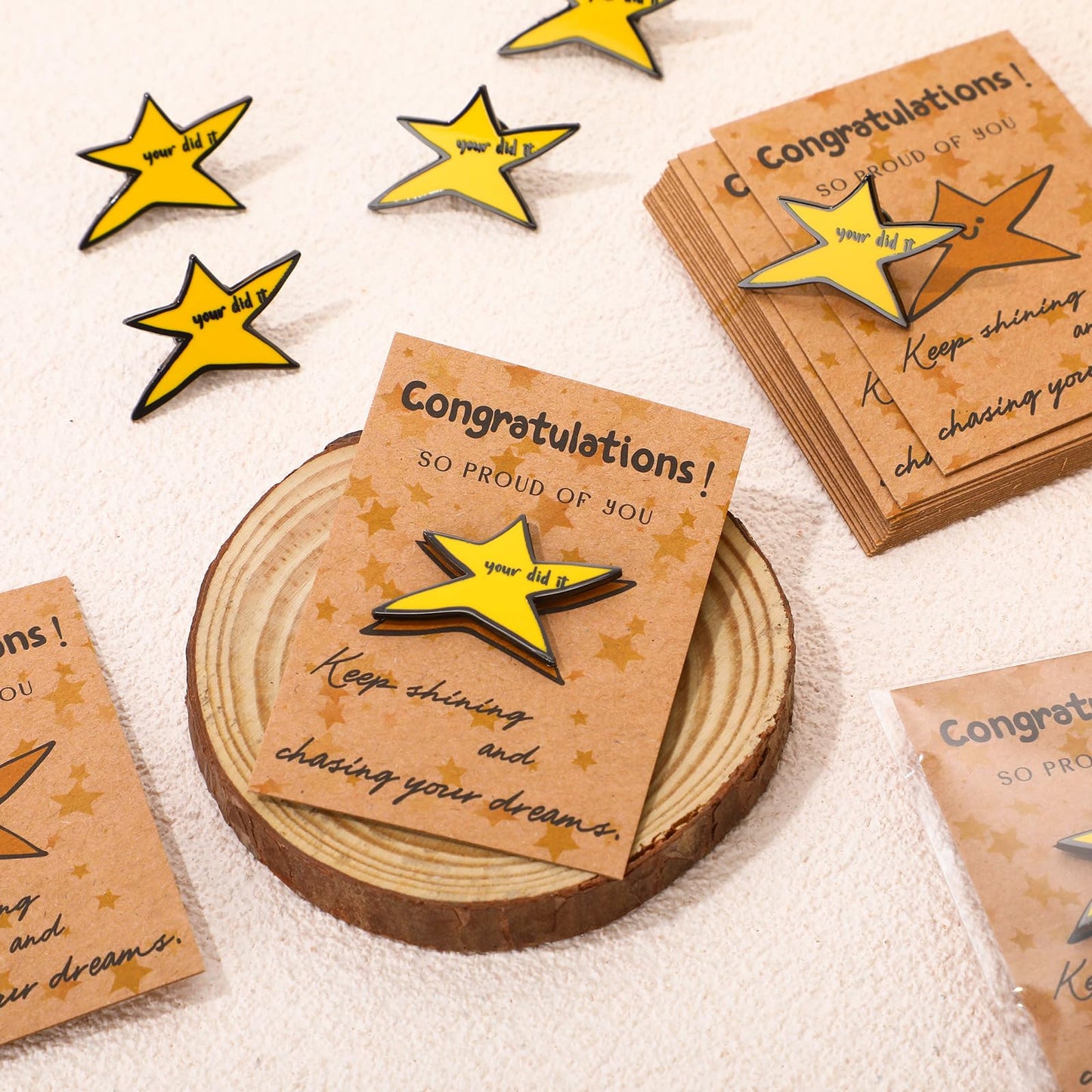 Yinkin 12 Sets Inspirational Your Did It Star Pins Bulk Gifts Funny Meme Enamel Lapel Pin Brooch Motivational Cards Gifts for Back to School Classroom Students Teachers Employee Coworker Appreciation