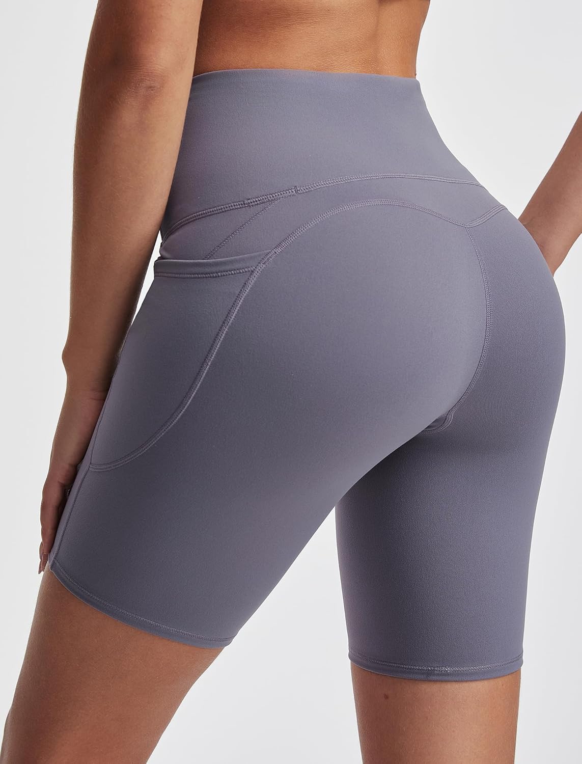 Skiennix Women's High Waisted Biker Shorts - Tummy Control Leggings with Pockets for Yoga & Gym
