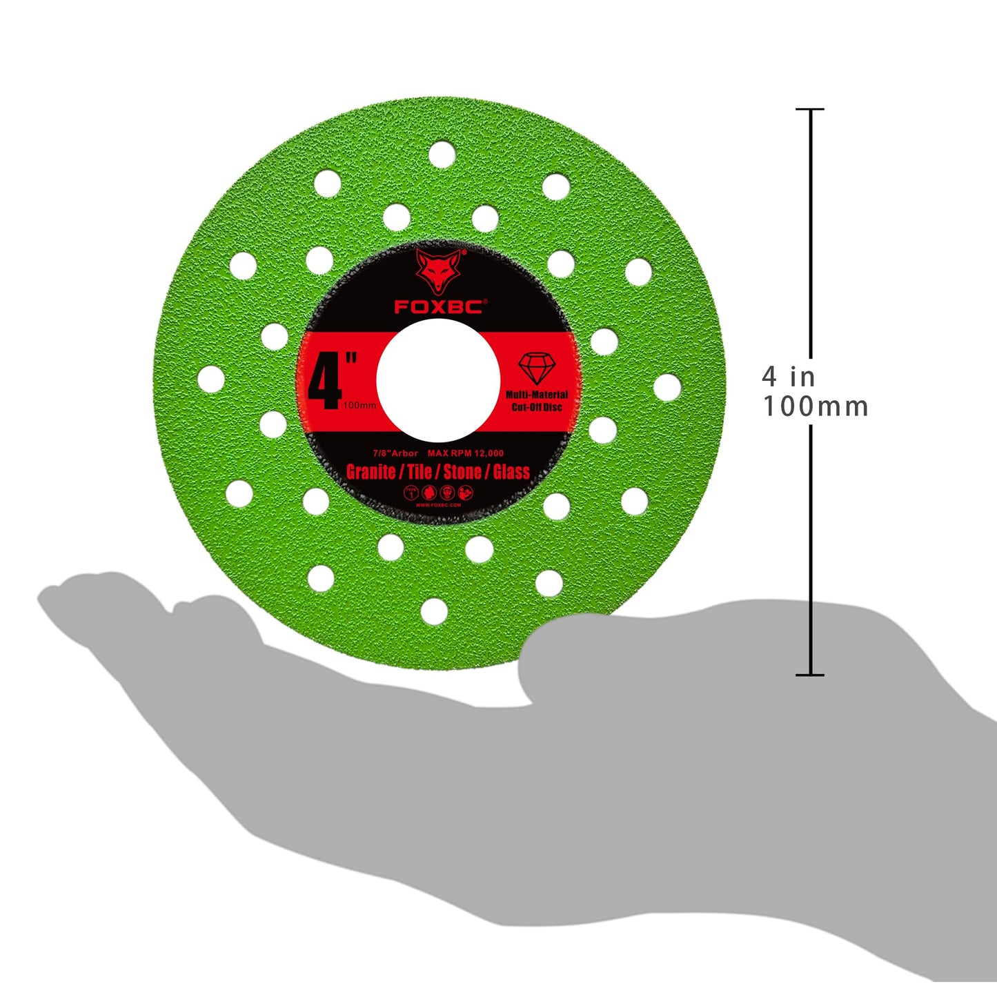 FOXBC 4 inch Diamond Saw Blades Cut Off & Grinding Disc, Multi-Material for Angle Grinder, for Rock Slab, Granite, Marble, Tile, Stone, Glass, 7/8" Arbor - 3 Pack