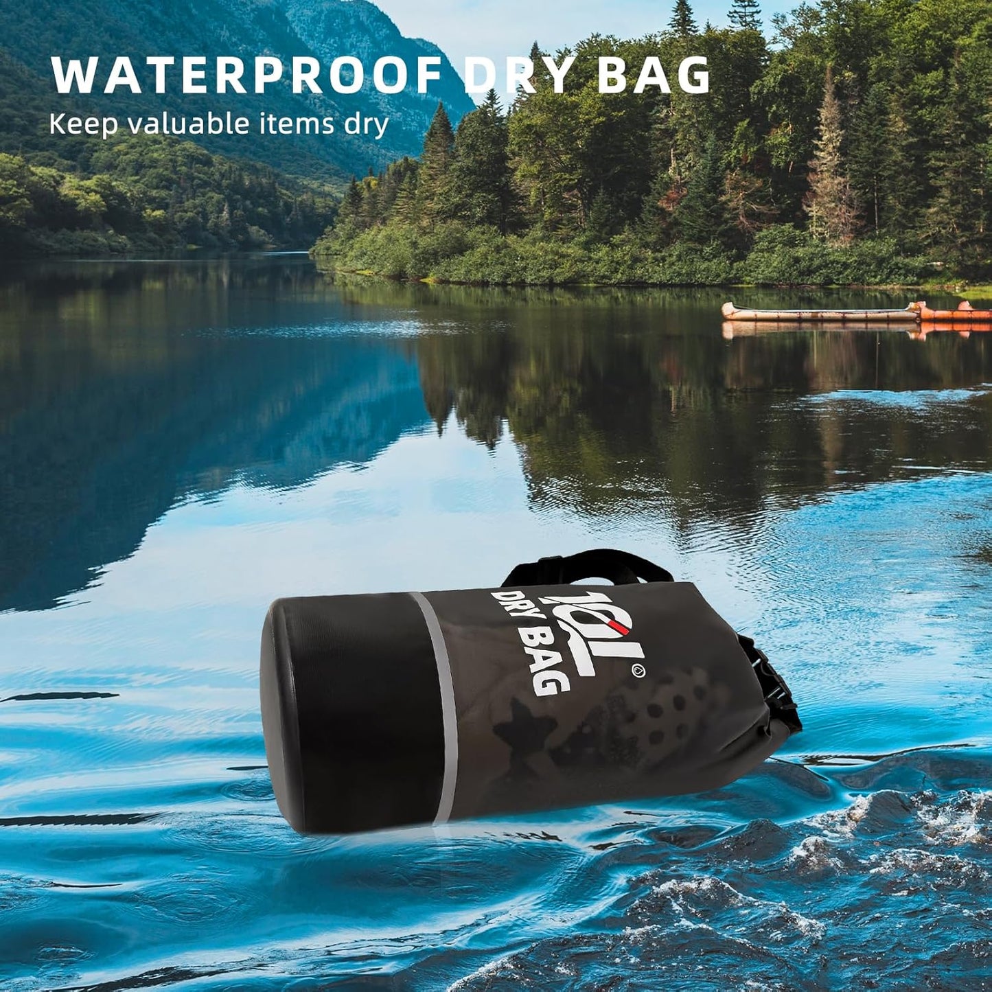 Skiennix Waterproof Dry Bag - 10L Lightweight Roll Top Backpack with Reflective Features & Phone Pouch