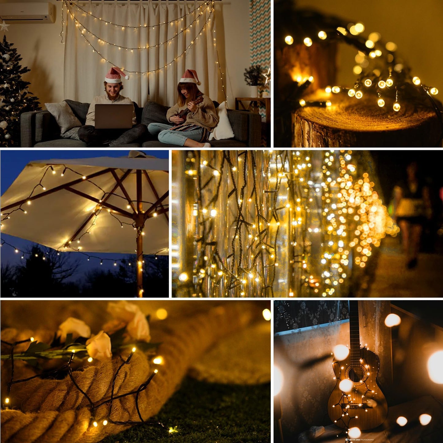 Lycklig String Solar Lights Outdoor Waterproof - 200 LED Extra-Long 82ft Solar Lights Outdoor String - Solar Powered Strings Light Waterproof for Tree Patio Garden Party Decorations Warm White