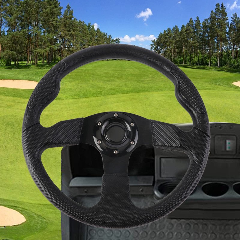 YEHICY 13.7" Golf Cart Steering Wheel for EZGO RXV TXT, Club Car DS, Club Car Precedent and Yamaha Universal Black EZGO Steering Wheel