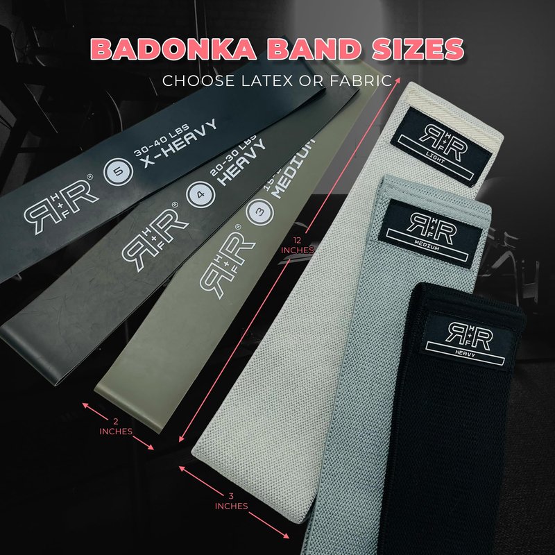 BADONKA Band Protective Sleeves + 3 Latex Booty Bands - Glute & Leg Resistance Bands for Women & Men - Resistance Levels (Medium/Heavy/X-Heavy)