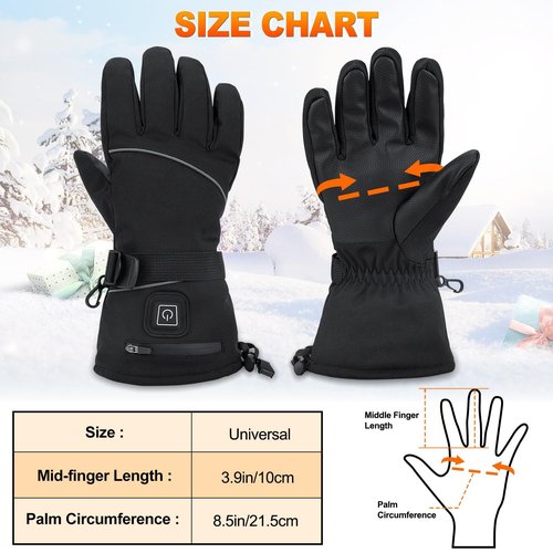 Heated Gloves, Rechargeable Heating Glove for Men Women - 3 Heating Levels, Touchscreen, Waterproof, Perfect for Skiing, Working, Motorcycling