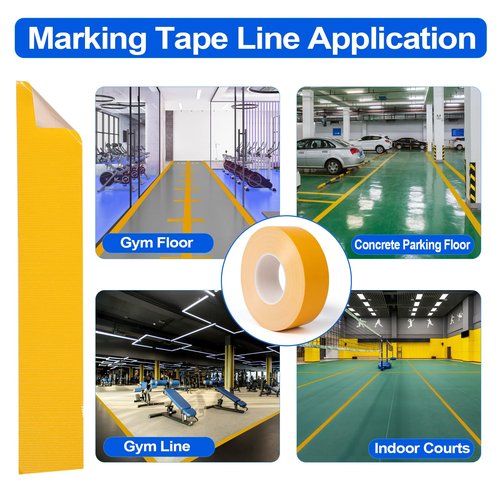 fdalas 2in x 262 FT Pickleball Court Tape for Outdoor,Pickleball Court Marking Kit,Temporary Floor Marking Tape Indoor,Yellow Court Fast Marking for Tennis,Badminton,Gym,Non-Reflective