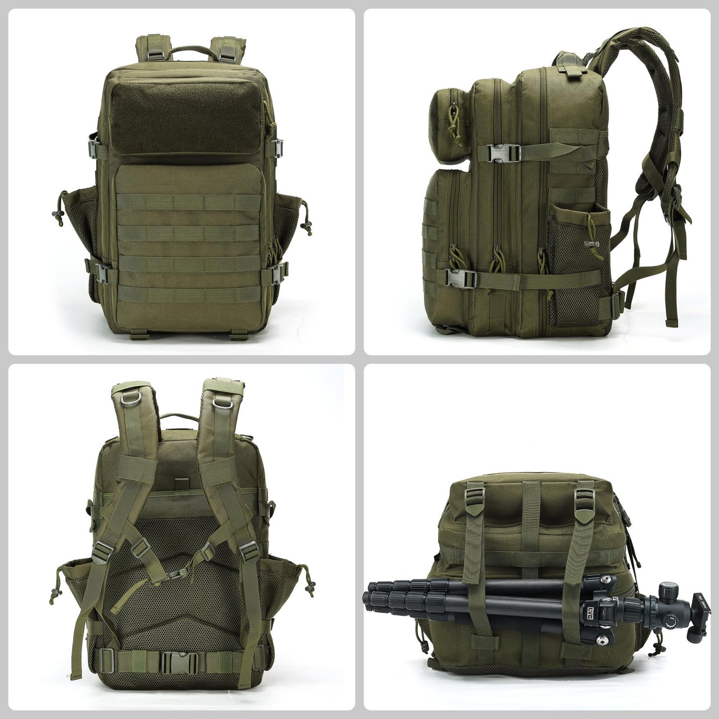 gracedon Tactical Backpack - Military Molle Bag 3 Days Pack for men and Women Large Assault Rucksack 45L (Green)