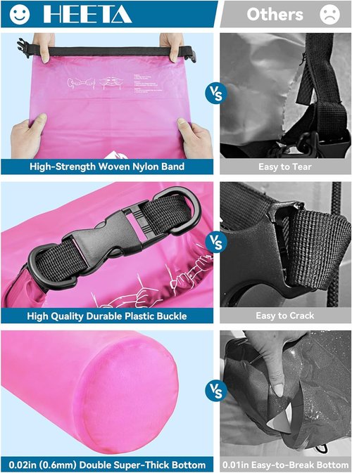 HEETA Waterproof Dry Bag - Lightweight Roll Top Storage for Travel & Water Sports | 5L/10L/20L/30L/40L Sizes