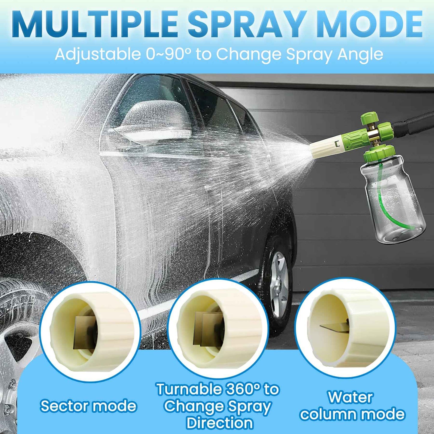 LanAqua Foam Cannon for Pressure Washer, Upgraded Wide Mouth Snow Foam Cannon for Car Wash, Adjustable Thick Portable Car Wash Sprayer with 1/4" Quick Connector, Additional 1.1 mm Orifice Nozzle