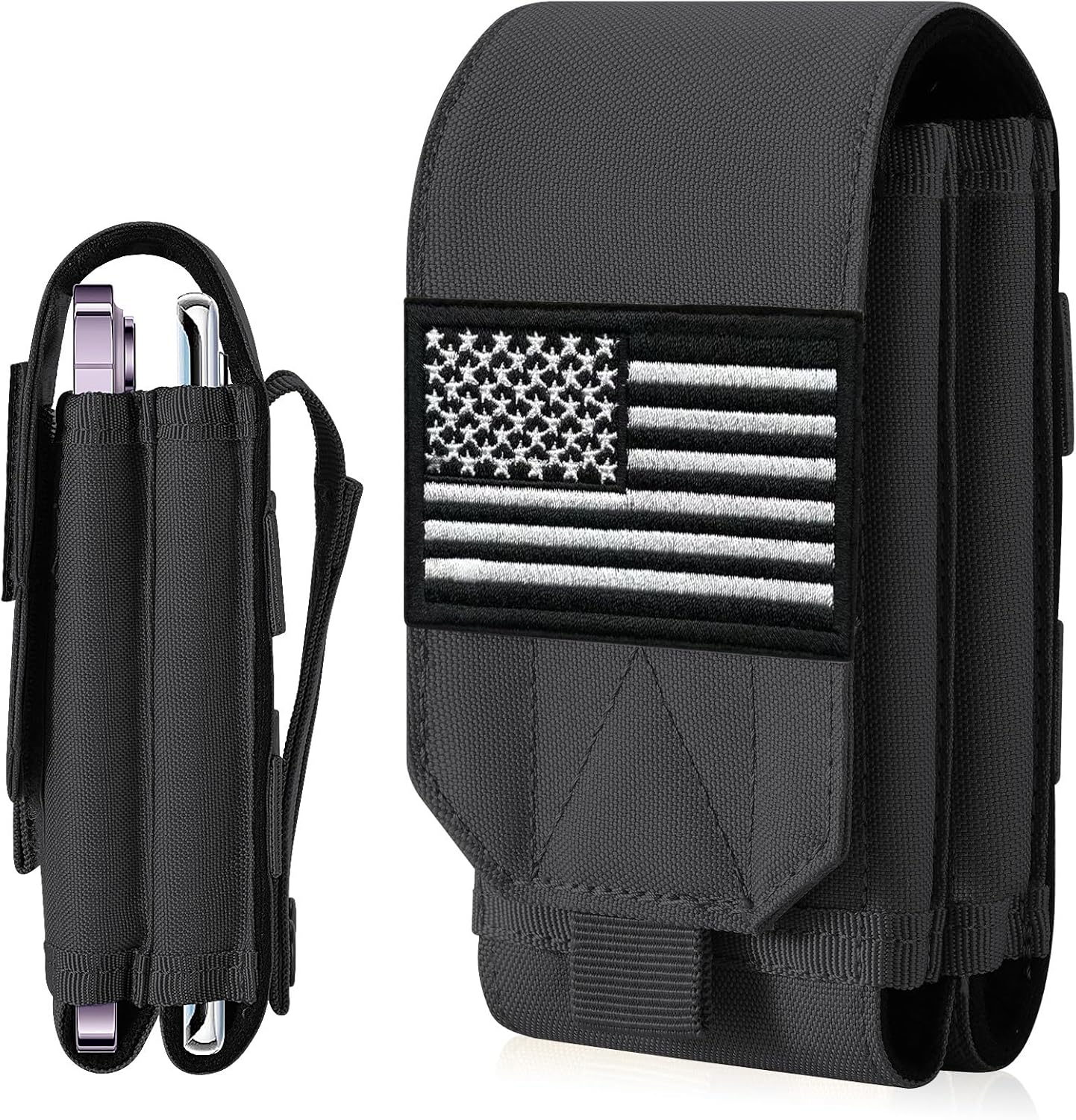 Molle Tactical Phone Pouch - Utility Cellphone Holster for Duty Belt & Vest | Fits 4-6.9" Phones