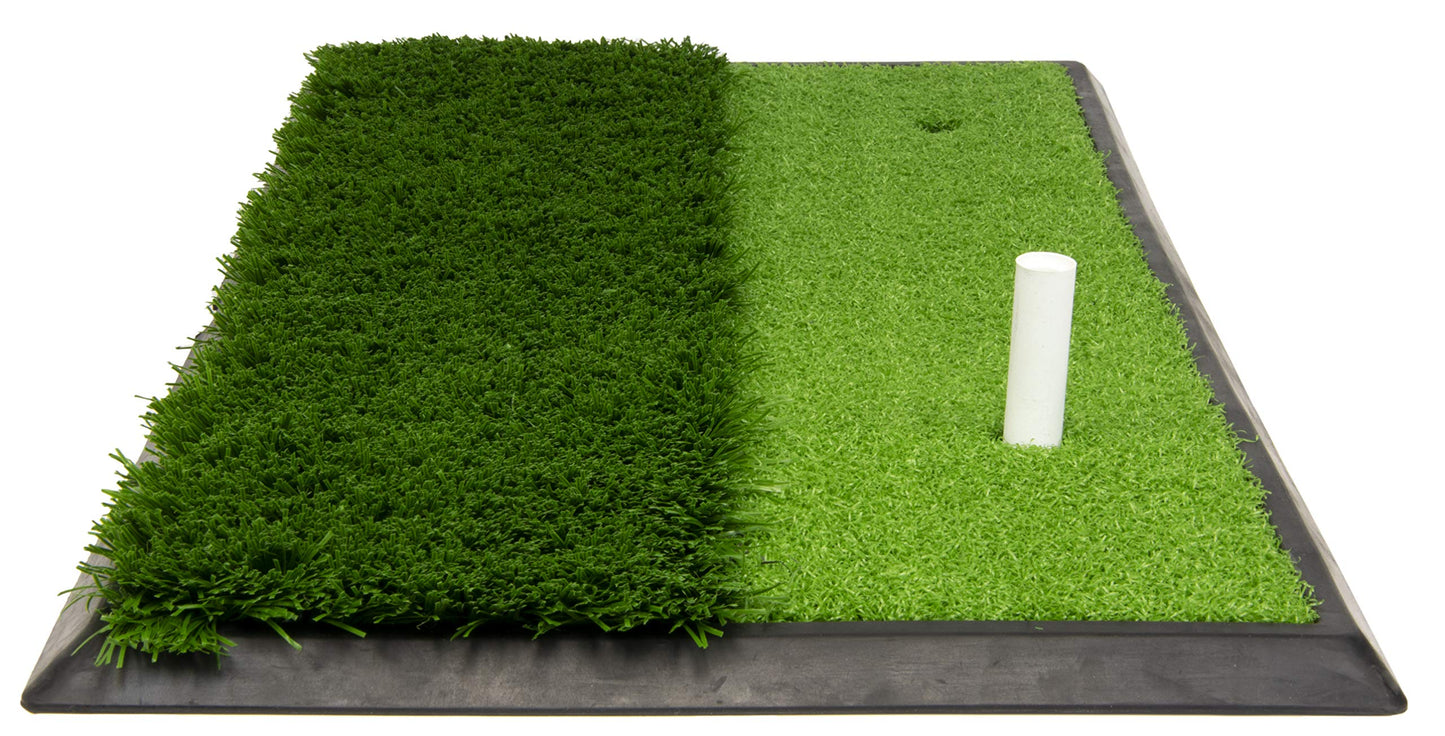 JEF WORLD OF GOLF Fairway and Rough Portable Turf Practice Mat, Green, 12" x 24"