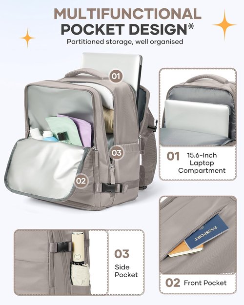 Large Travel Backpack - Flight Approved Carry-On Bag | 18x14x8 Inches - Ideal for Men & Women