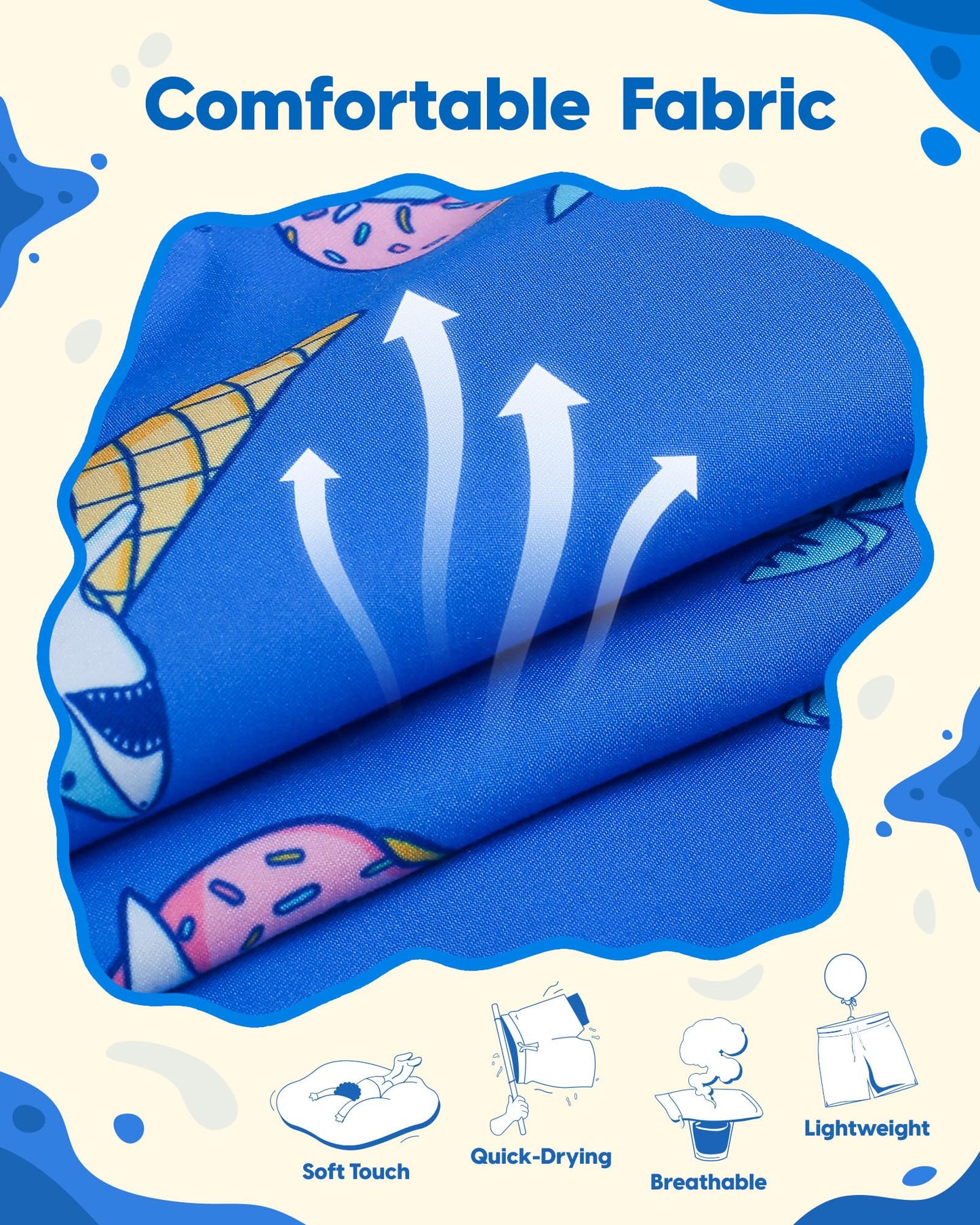 maamgic Boys Swim Trunks Toddler Swim Shorts Little Boys Bathing Suit Swimsuit Toddler Boy Swimwear Ice Cream Blue 8 Years