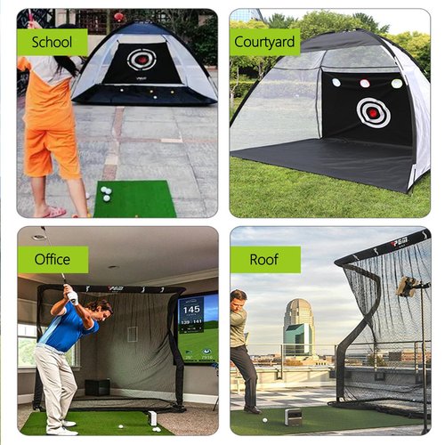 Golf Net, 10x7ft Golf Practice Net with Foldable Tri-Turf Mat, Hitting Chipping Swing Training for Backyard & Outdoor & Indoor with Ball, Tee, Target, Carry Bag, Gift for Men Dad Husband & Golfers