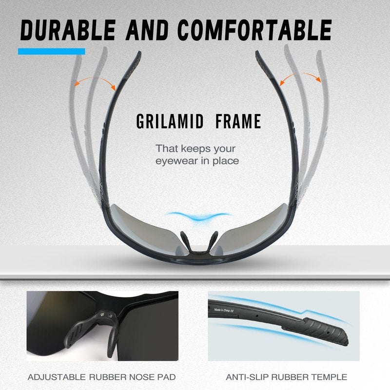 VOZAPOW Polarized Running Sunglasses for Men Women UV Protection Sports Shade Glasses for Fishing Cycling Baseball