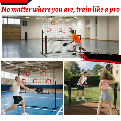 Pickleball Practice Rebounder Trainer for Solo Practice， Portable Pickleball Training Equipment with Adjustable Angles ， 2in1 Trainer Dink Master Board Net for Drills ，Improve Serving & Volley Skills