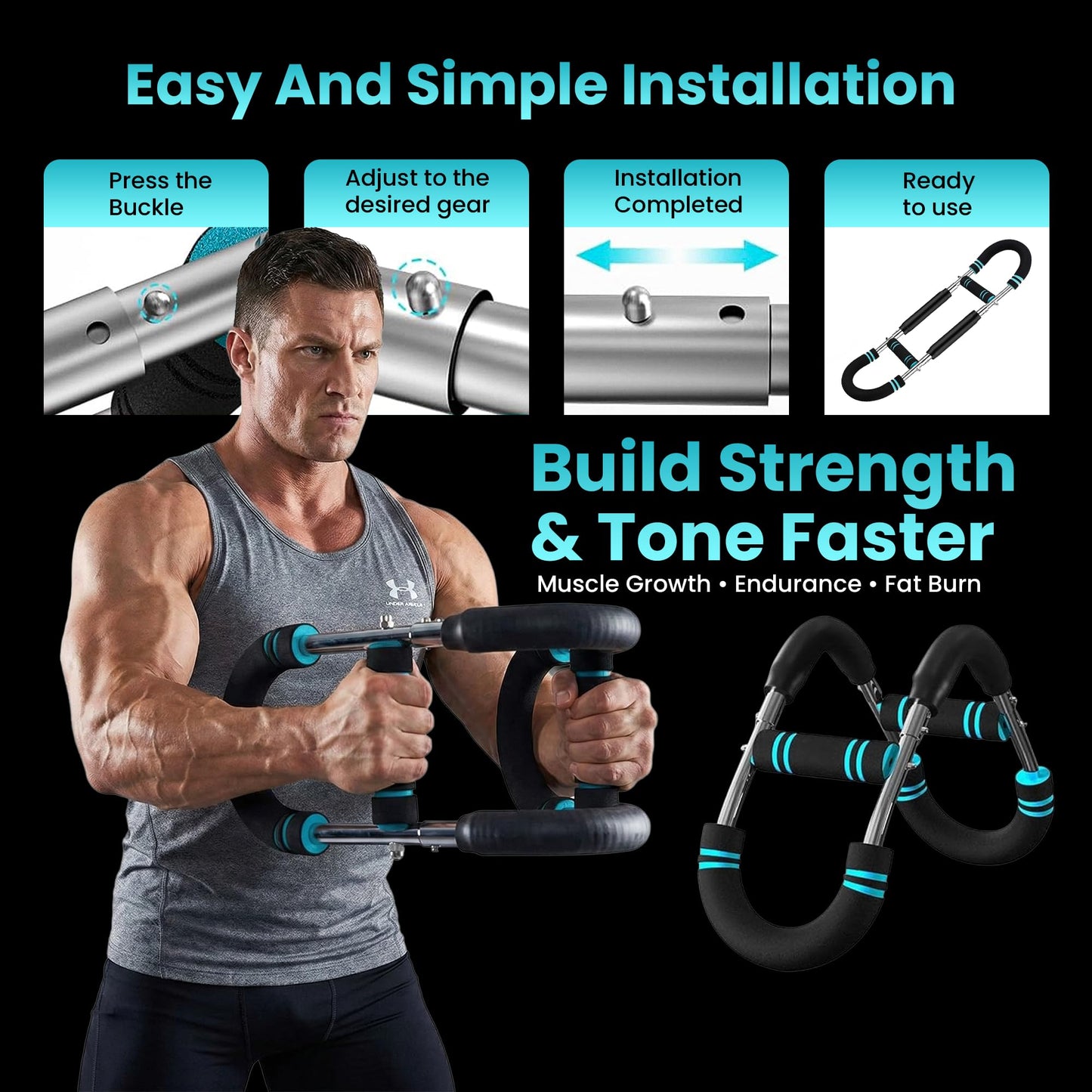 Mr Sculpt Gorilla Bar 90-120lb, Adjustable Twister Arm Trainer for Chest Workout. Muscle Trainer for Enhancing Upper Body Muscle. Home Gym Equipment for Body Strength. Portable Power Twister bar